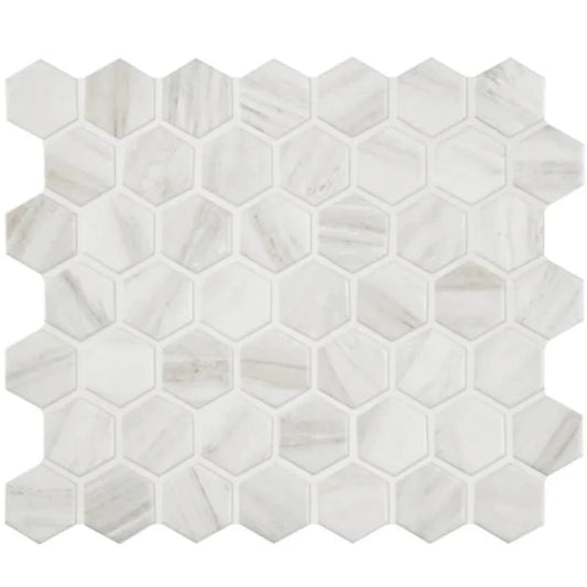 ** PER PIECE ** New Castle Silo Marble White 10x11 Hexagon Mosaic,  N23A-NC05-Mosaic,  12pcs, 9.72sf, 20lbs, FINAL PRICE: $ 2.99/pc, $ 35.88/bx + TAX