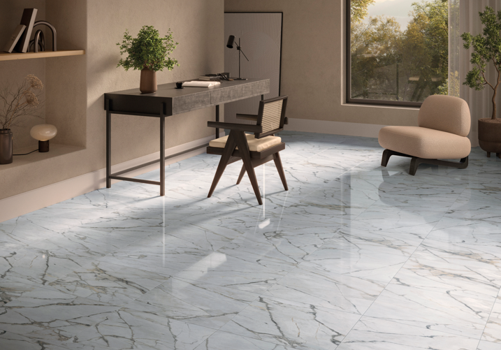 Rigata Bianco 12x24 Polished SECONDS Porcelain Tile, 8mm,52lb, 7pcs, 13.37sf, CLEARANCED $1.29/sf, $17.25 + Tax