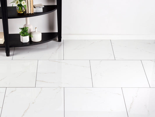 ** PER BOX** Venato White 24x24 Matte, **SECONDS** Porcelain Tile, 9mm, 67lb, 4pcs, 15.46sf, FINAL PRICE: $0.99/sf, $15.31/bx