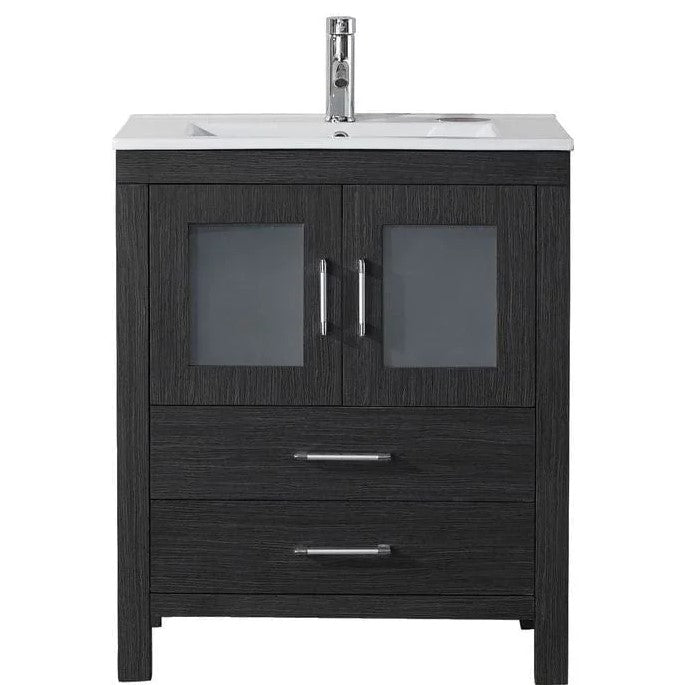 Virtu Vanity 28-in Ceramic Top with Square Sink in Zebra Gray KS-70028-C-ZG