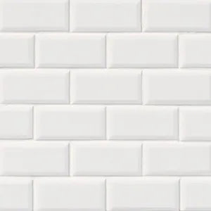 **PER PIECE** White Glossy 2x4 Staggered NO Beveled Mosaic Tile