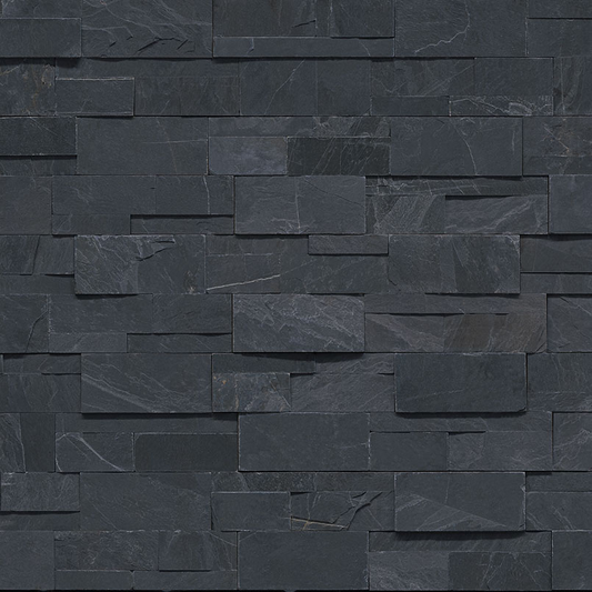 ** PER BOX ** Premium Black Slate XL Rockmount Stacked Stone 9x24, 19mm, 4.5 sf, 53 lbs, 3 pcs