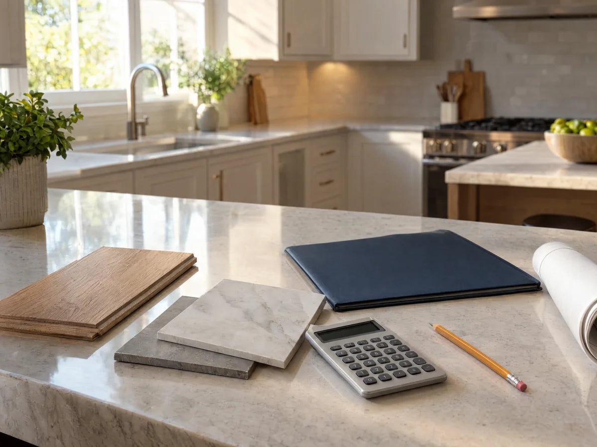 Material samples and a calculator for planning a renovation purchase